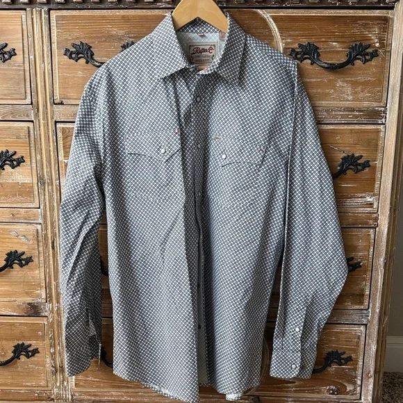 Rafter C Men's Casual Gray Patterned Shirt - Picture 1 of 6